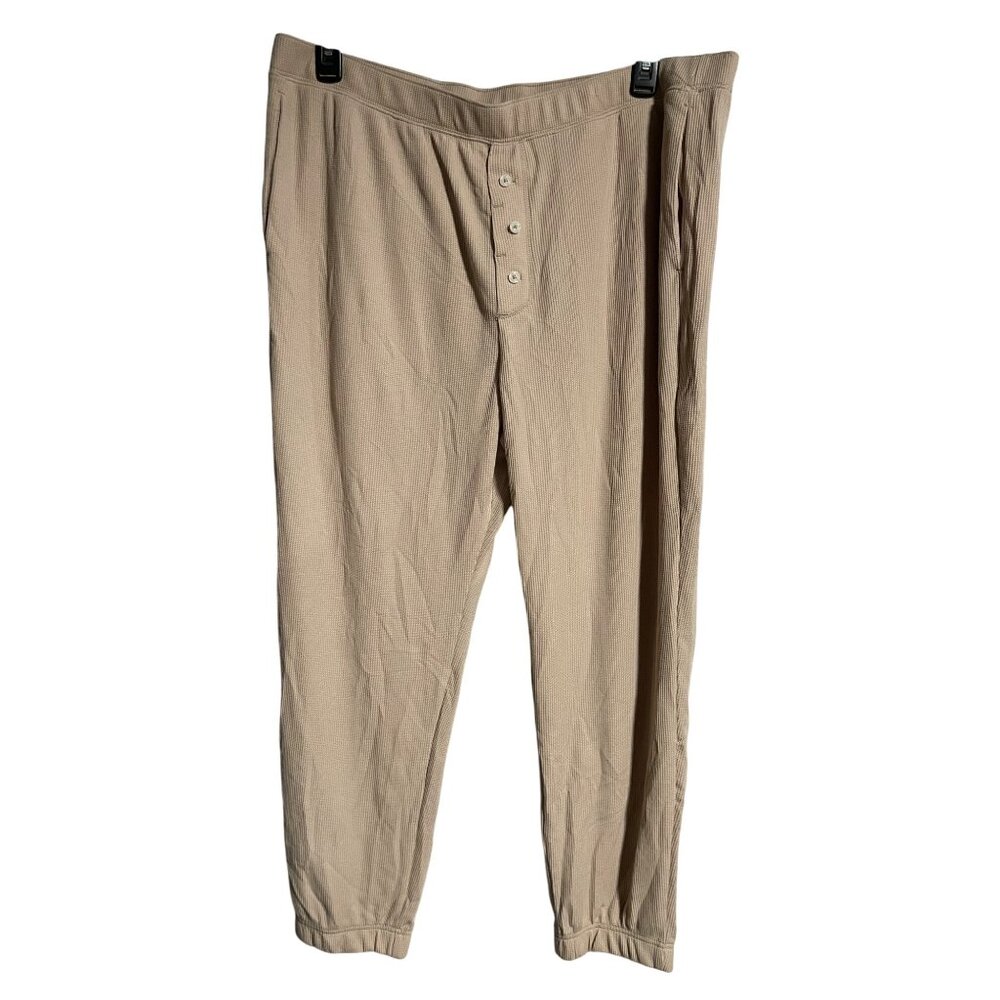 Gilly Hicks Womens Beige Waffle Knit Lounge Pant XXL Stretch Fabric Granola Girl